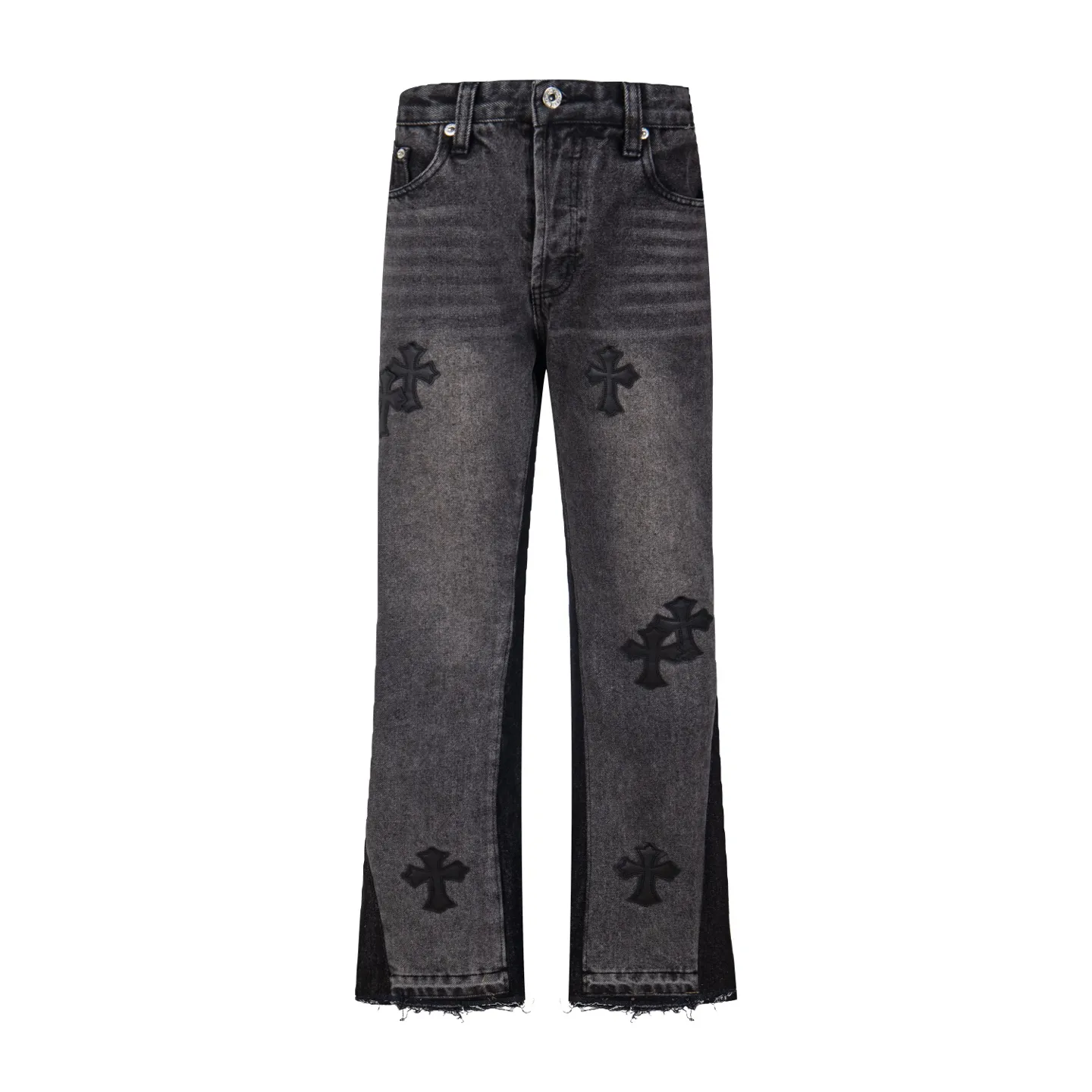 P240 Chrome Hearts Gallery co-branded limited-edition cross-flared flared jeans are a hot item this season and are sought after by countless celebrities and fashionistas. The neat details of the cutting process add color to the playful fashion! The neat and meticulous design, and the well-fitting structure is unique. The upper body not only has outstanding recognition, but also looks younger and younger. A style with the ultimate wearing meaning and performance, gorgeous color matching, and the craftsmanship of this style is also extremely extraordinary. After the finished product is washed, it is disassembled and hand-made with sheepskin cross leather and then spliced ​​together to complete. The whole piece has too many craftsmanship to describe. It is decorated with patchwork cross flowers and high-waisted washed jeans! ! Absolutely high-end luxury product, a god-level single product, a super popular product, made with top heavy industry, a must-see magic weapon that can't be missed. Style number: 1836 Size: 28 30 32 34 36 Color: black